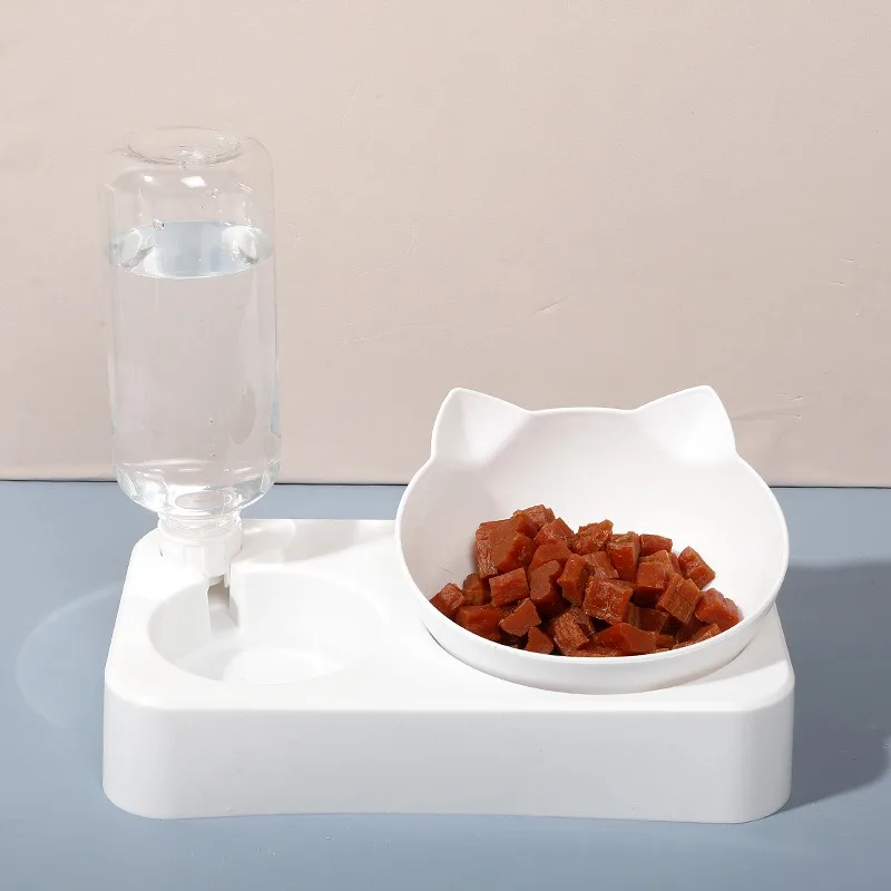 Cat Bowl Automatic Pet Feeder Dog Cat Food Bowl with Water Dispenser Double Bowl Drinking Raised Stand Dish Bowl Cat Accessories