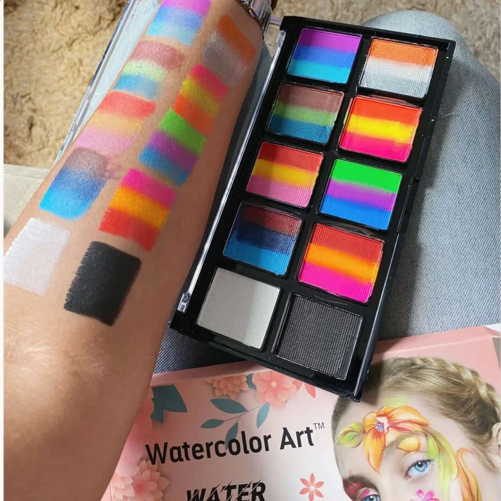 body painting childrens flash tattoos Halloween party makeup dresses beauty painting color palette 240829