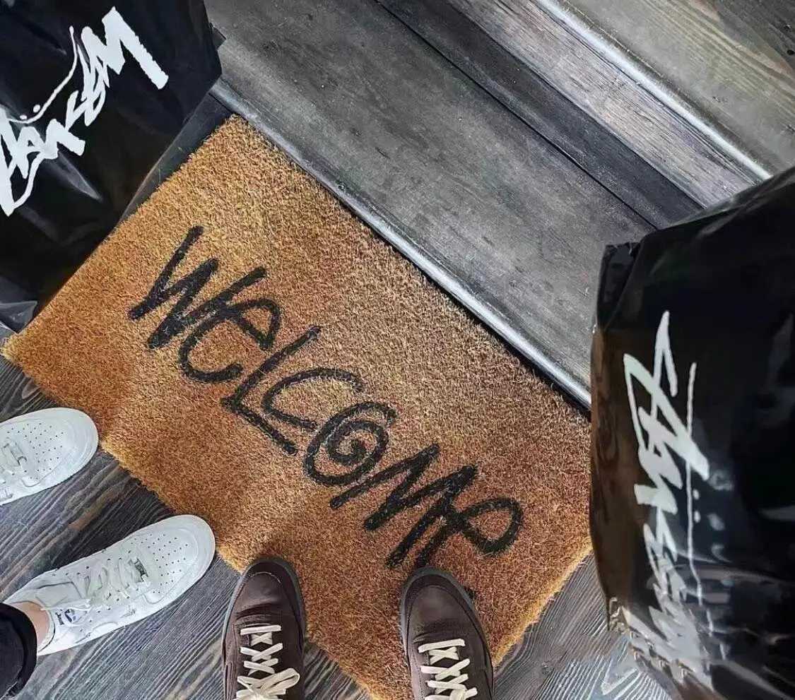 Carpet Stu ssy Welcome Door Entrance Hall Rectangular Printing Anti slip Floor Carpet Front Door Mat Outdoor Carpet Bedroom Kit T240829