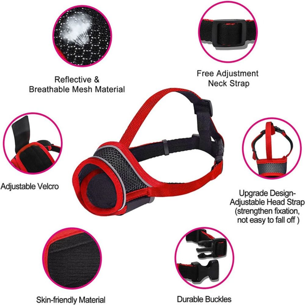 Comfortable Mesh Dog Muzzle Soft Fabric Adjustable Strap Pet mask Allows Panting and Drinking Prevent Biting Dog mouthpiece