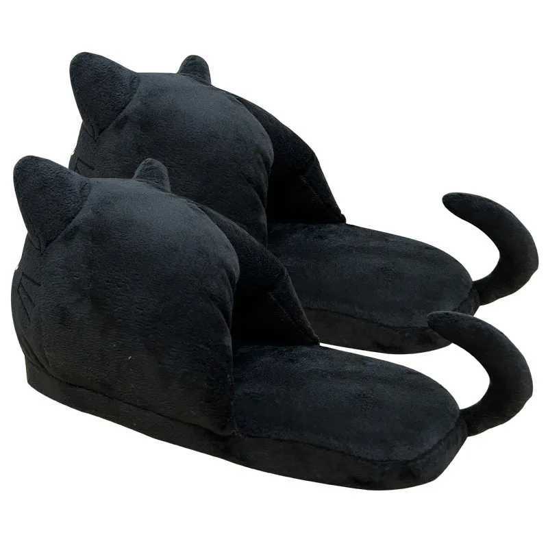Cartoon full set of cat slides warm winter slides soft plush dolls cute indoor anime bedroom shoes for female families to use CL240830