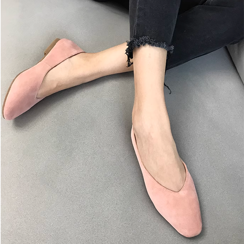 Lady Flock Null Ballet Soft Bottom Slip-On In Green Coffee Seam Shoes Square Toe Wide Fit 44 45 46 47 48 2023 New Arrivals Flats