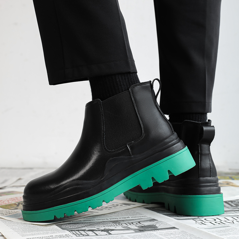 Classic Fashion Fur Warm Men Green Sole Round Toe Autumn Winter Comfort Boots Thick Soled Genuine Leather Outdoor Shoes 2685 d
