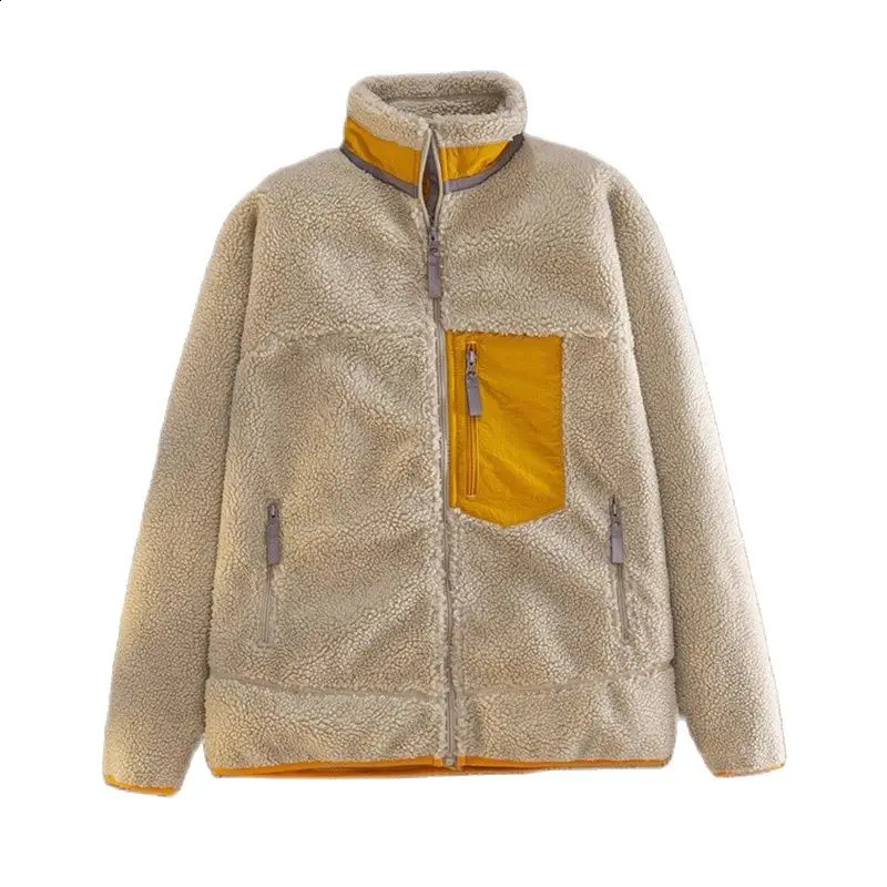 Outdoor Fleece Jacket Mens And Womens Lamb Loose Streetwear Coat Male Thickened Zip Up Stand Comfortable Wear Jacket 240829