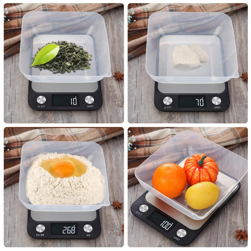 Kitchen Scale 15Kg/1g Weighing Food Coffee Balance Intelligent Electronic Digital Scale Stainless Steel Design for Cooking and Baking 240829