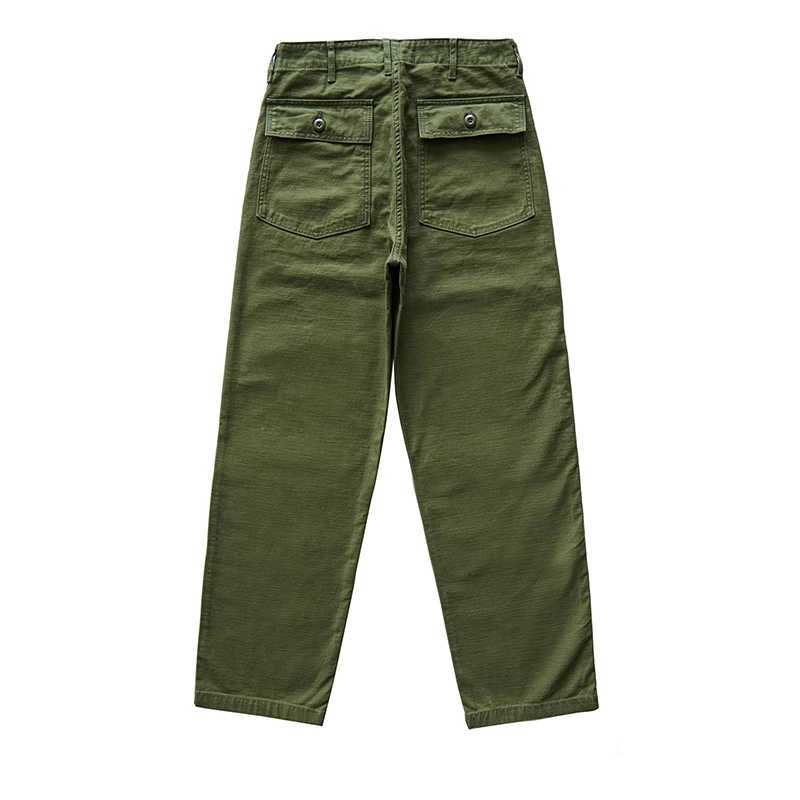 SauceZhan OG-107 Fatty Practical Pants Classic Olive Satin Mens Baker Pants Satin Pure Cotton Loose Set W240829