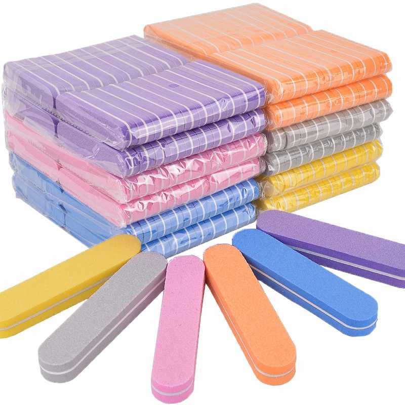 10/20 pieces of colored sponge buffer nail file grit double-sided polishing foam nail buffer DIY nail art salon processing tools W240829