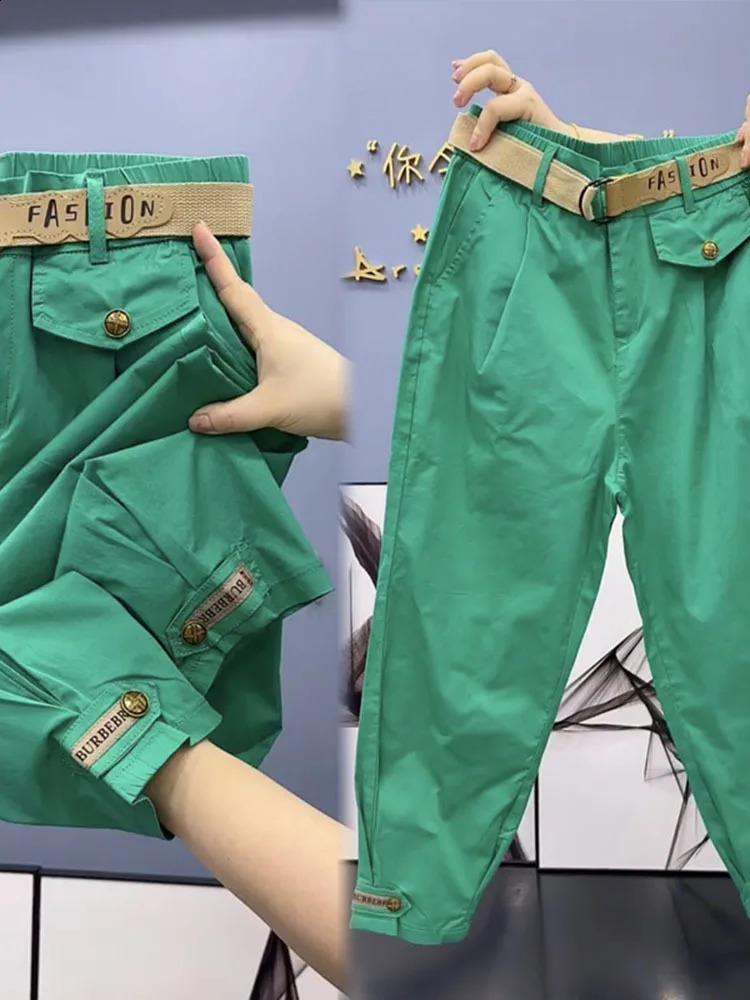 Cotton Metal buttons high-quality Solid Color Pants Women Autumn Spring Loose Casual Pants Trousers 240829
