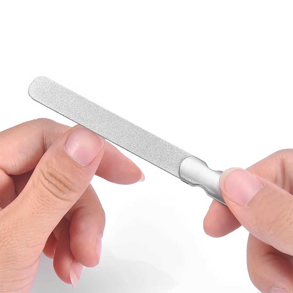 1 piece of stainless steel double-sided nail file manual foot therapy metal file polishing and removing buffer solution professional finger and toe ca