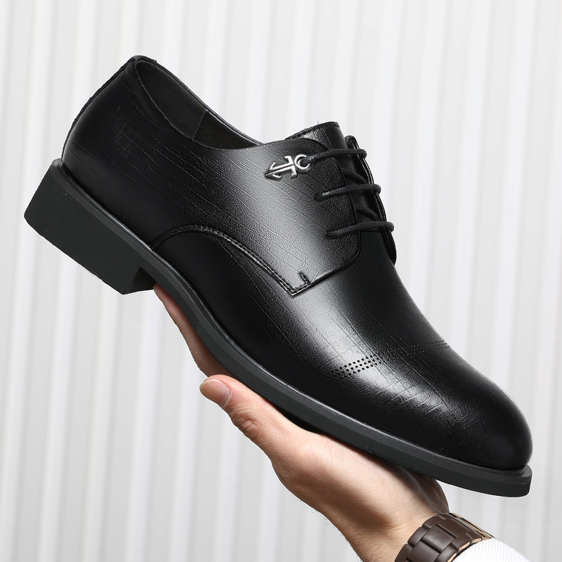 Flat / 5CM Leather Men Formal Elevator Shoes British Business Dress Shoes Height Increase Lift Shoes Invisible Taller Shoes