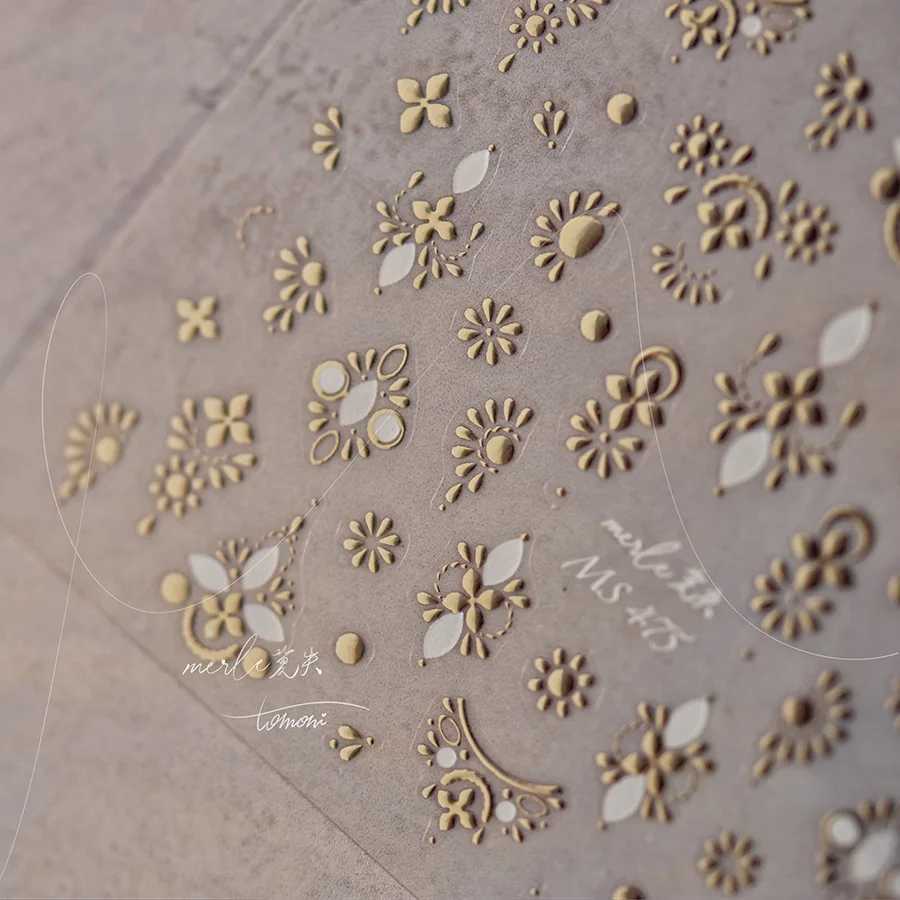 Noble Gold Totem Bohemia Pearl Rhinestone Bow Heart shaped Star Moon Butterfly 3D Self Adhesive Nail Art Stickers Handmade 5D Stickers W240829