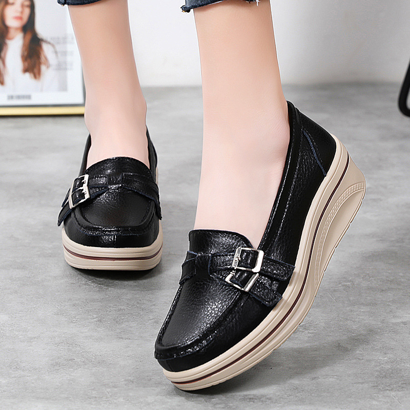 Women Flats Platform Loafers Ladies Leather Comfort Wedge Moccasins Orthopedic Slip On Casual Shoes plus size 2024