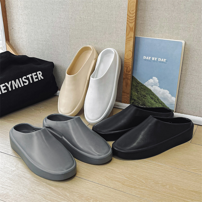 Mens Shoes Waterproof Summer Half Shoes For Men Slippers Fashion Sandals Beach Shoes Soft Bottom Slides Anti-Slip Flip-flops Man
