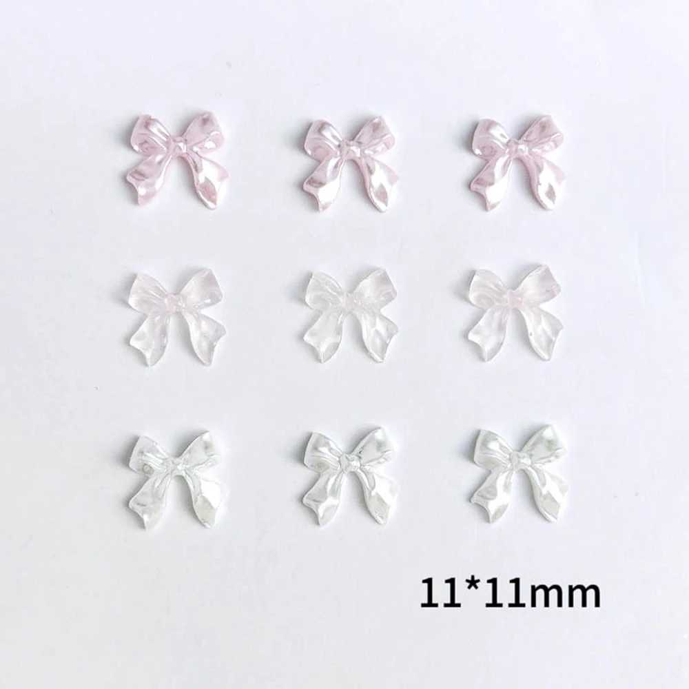 100 pieces/bag Ice Transparent Bow Nail Charm Decoration Bulk Mixed Resin Pink/White Ribbon Bow 3D Tablet Handle Accessories W240829