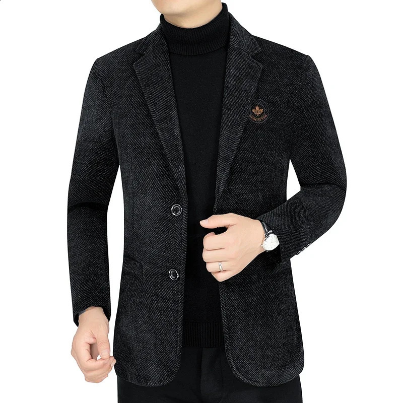 High quality fashion mens fashion mens casual mens jacket autumn/winter wool short collar jacket thick winter mens jacket 240829
