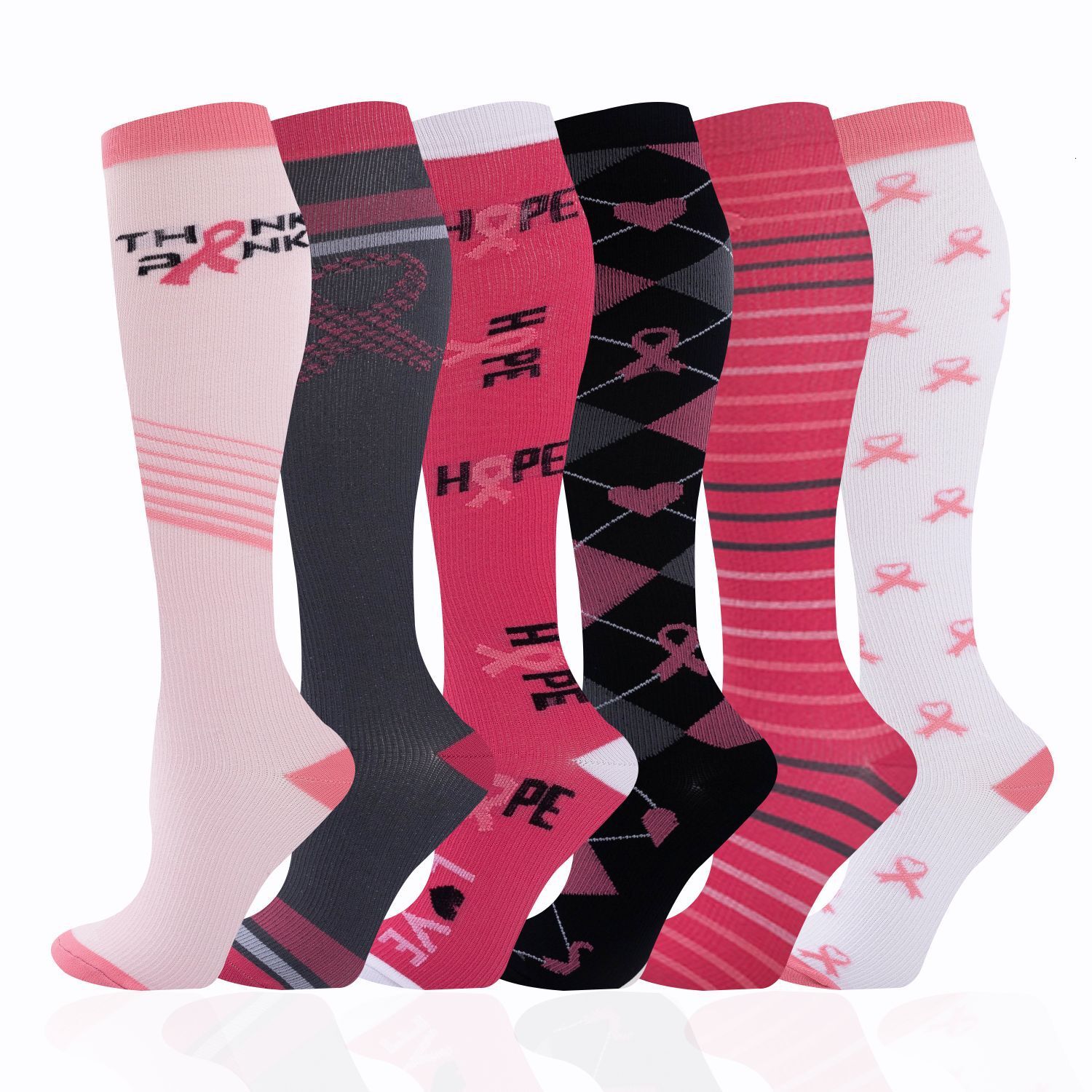 Nylon pressure long tube fitness, outdoor running cycling socks, quick drying, breathable, men's and women's compression calf socks
