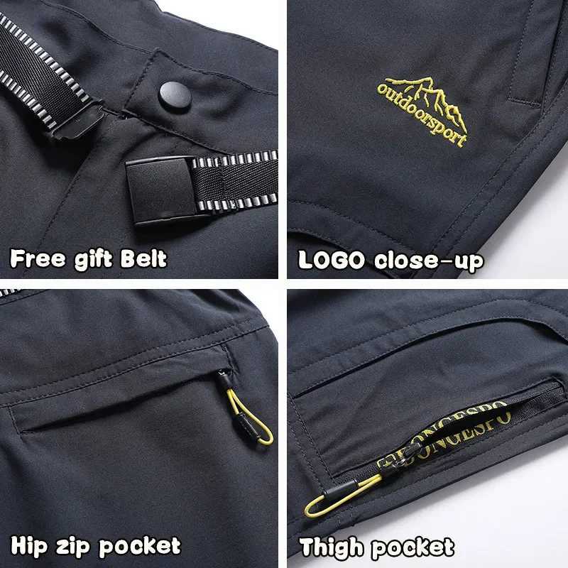 5XL mens outdoor hiking pants with quick drying waterproof multiple pockets lightweight climbing practical fishing and travel cargo pants W240829