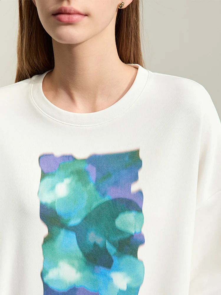 Amii Minimalism Womens Hoodie Spring Round Neck Abstract Phantom Print Loose Sleeves Streetwear Top 12441038 240827