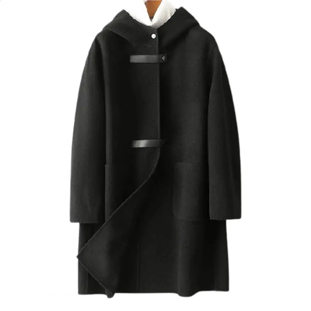 Double Side Cashmere Wool Stylish Large Size Soft Winter Coat Loose Overcoat Long Sleeves for Shopping 240830