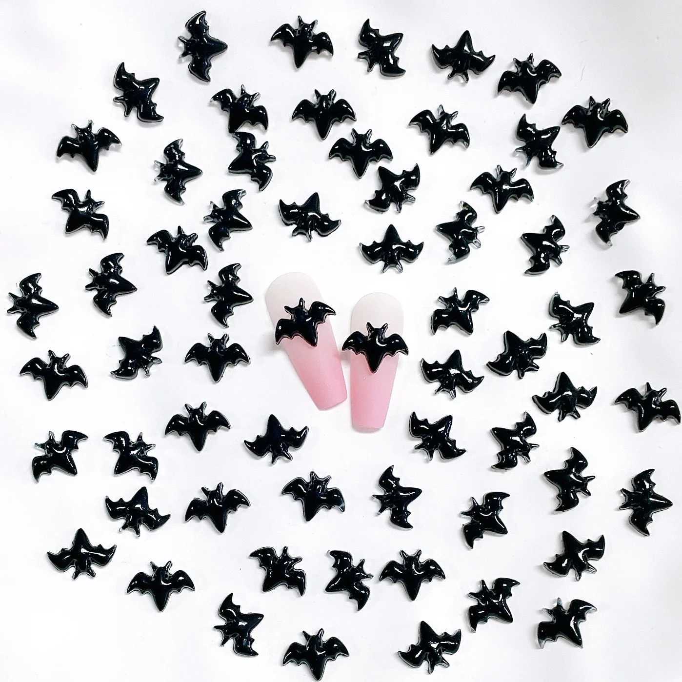 30 pieces of 3D black bat nail amulet accessories used for Halloween nail decoration art design supplies materials handmade decoration tools W240829