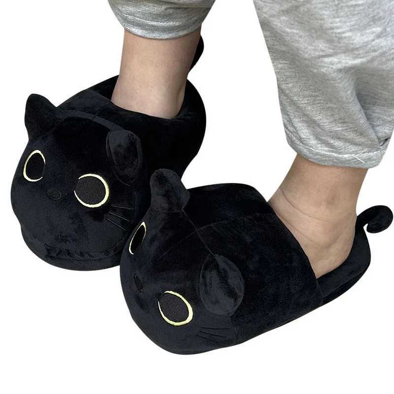 Cartoon full set of cat slides warm winter slides soft plush dolls cute indoor anime bedroom shoes for female families to use CL240830