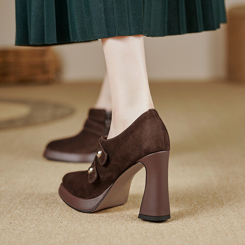 Spring NEW Sheep Suede Leather New for Pointed Toe Super Women Pumps Slip-on High Heel Shoes f7e0