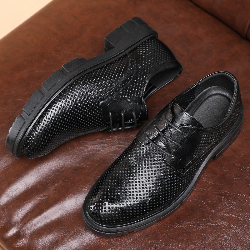 Men's Leather Platform Derby Shoes - Height Increasing Wedding Dress Shoes, 5/8/10 CM Heel, hot Formal & Stylish for 2024