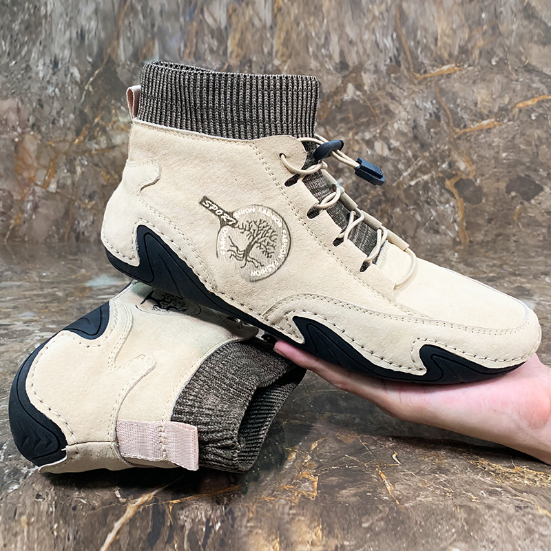 New Leather Casual Waterproof Lightweight hot High Top Sneakers Boots Non Slip Winter Shoes Men's Large 2023