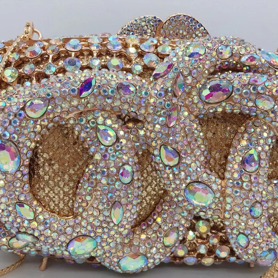 XIYUAN Crystal Women Clutch Purse Fashion Snake Shape AB Rhinestone Diamond Shoulder Handbags Clutches 240926