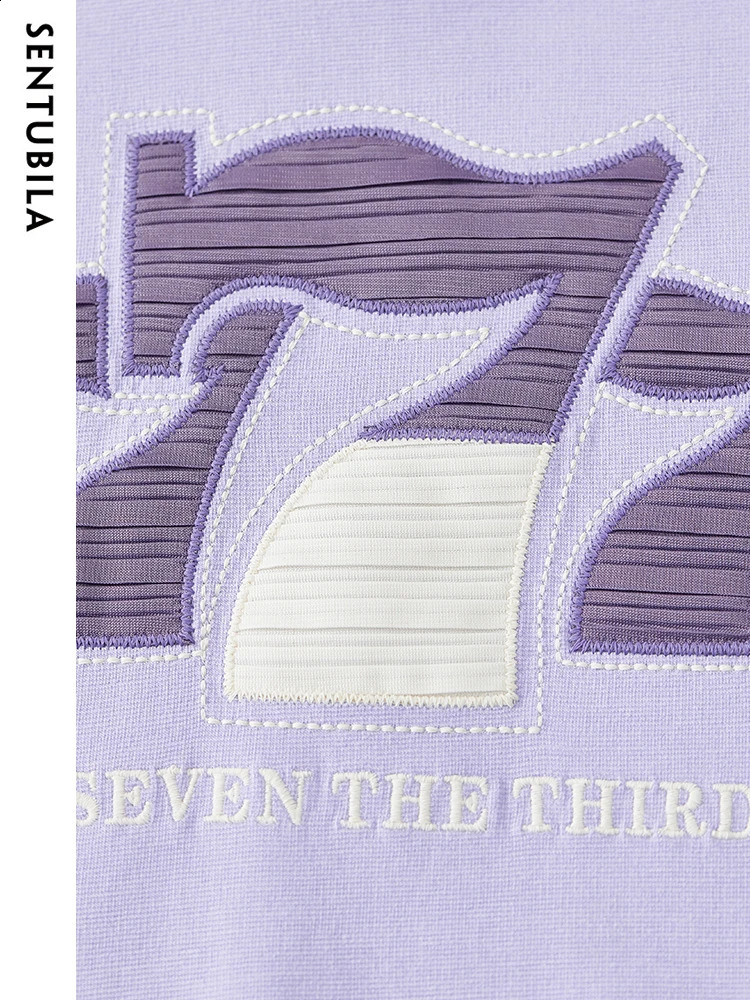 SENTUBILA Womens Hoodie Letter Printed Loose Simple Sports Shirt Spring Autumn Pullover Top W33A52228 240827