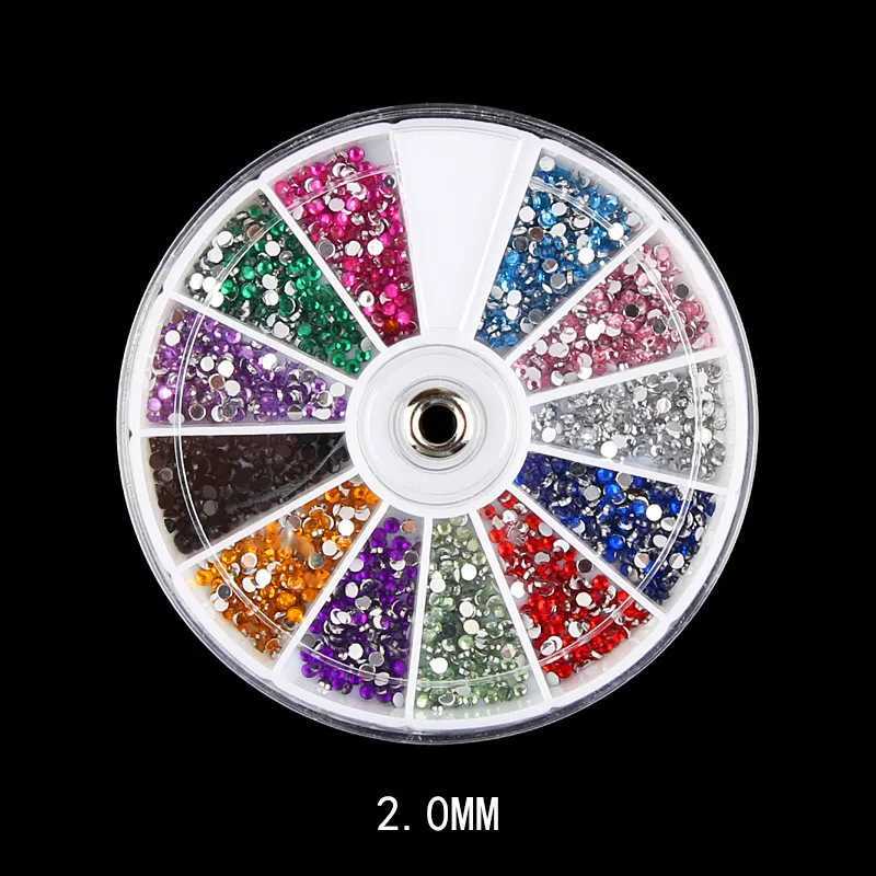 Mix 12 colors 1.5mm 2MM 3MM sparkling stone 3D nail rhinestone beads handmade DIY nail art decoration wheel accessories W240829