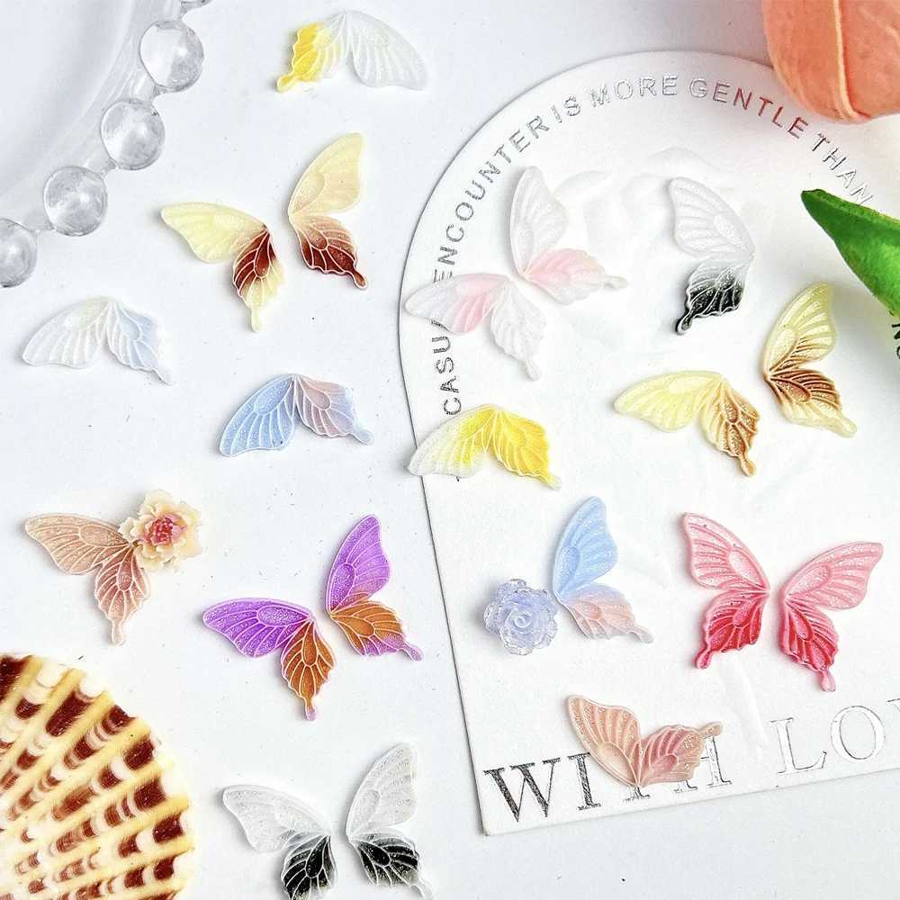 50 pieces/bag glowing butterfly nails artistic charm random mixed flash half butterfly wing nail decoration accessories W240829