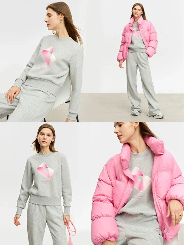 AMII Minimalist Printed Wool Hoodie Womens Winter Warm Coat Lazy Casual Loose Street Clothing Top Fashion Work Clothes 12344133 240827