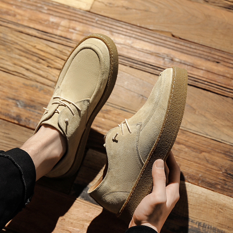 Casual Men's Lace-up Shoes Cow Suede Genuine Leather Mens Comfortable Driving Flats Men Classic Outdoor Oxfords aa47