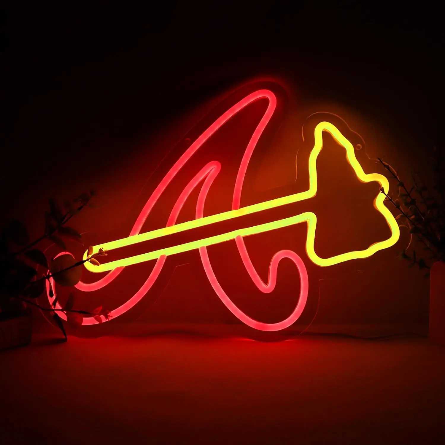 Other Home Decor Braves Neon Signs baseball team Neon Light Signs for Bedroom Man Cave Party Bar Parties Bars Wall Art and Game Room Decor T240829