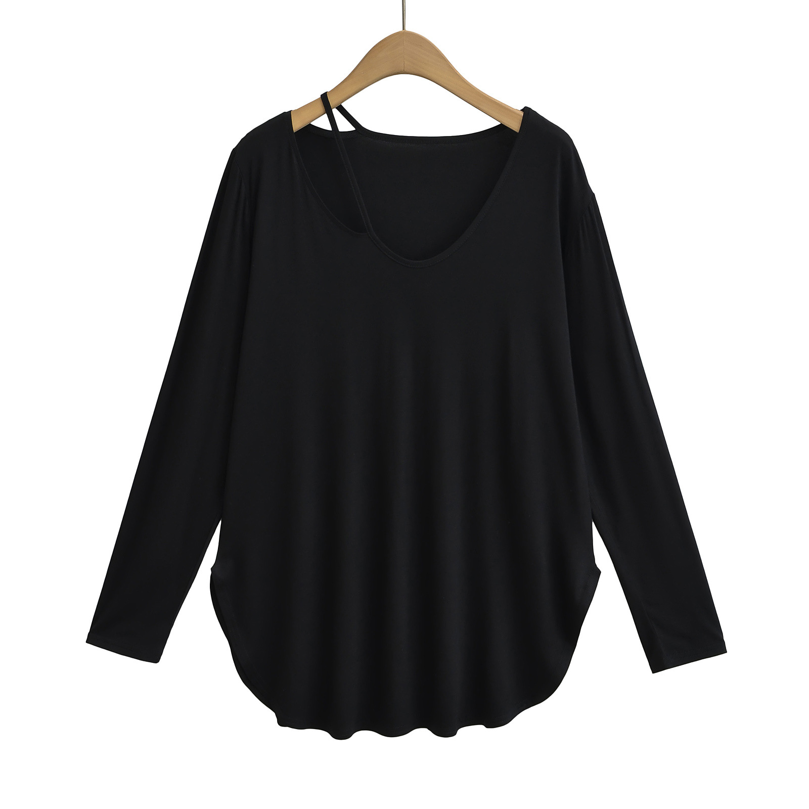 Wholesale New Product Women's V-neck Plus Size Tops Loose Long Sleeve T-Shirt Casual Dress Tee