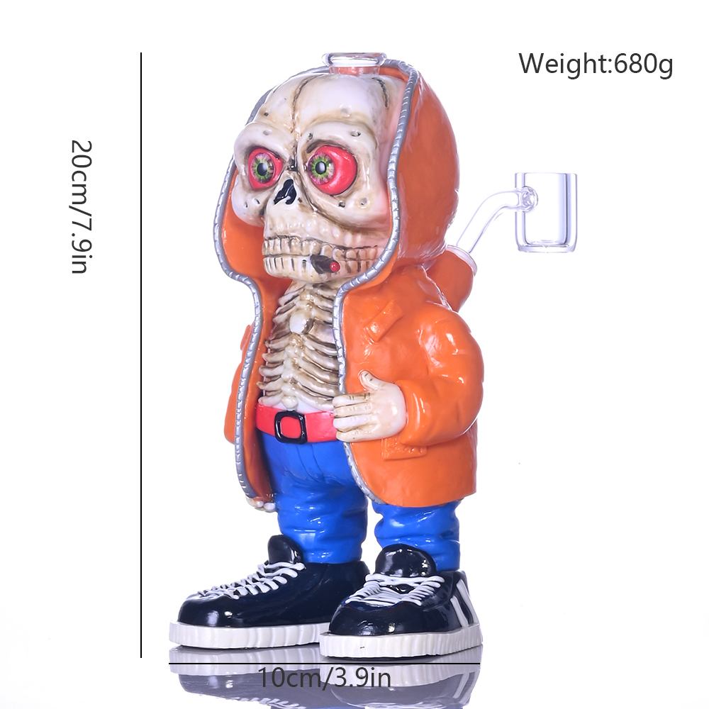 Colored Polymer Clay Glass Pipe,3D Cute Skeleton Boy,Borosilicate Glass Bong,Glass Hookah,Glass Water Pipe,Handmade Crafts,Holiday Gifts,Smoking Acces