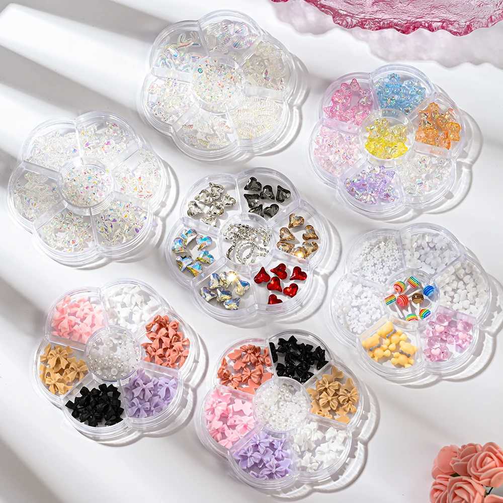 1BOX 3D Bow Nail Art Charm Parts Resin Hybrid Bow Design Nail Art Decoration Used for Handmade Jewelry Decoration DIY Accessories W240829