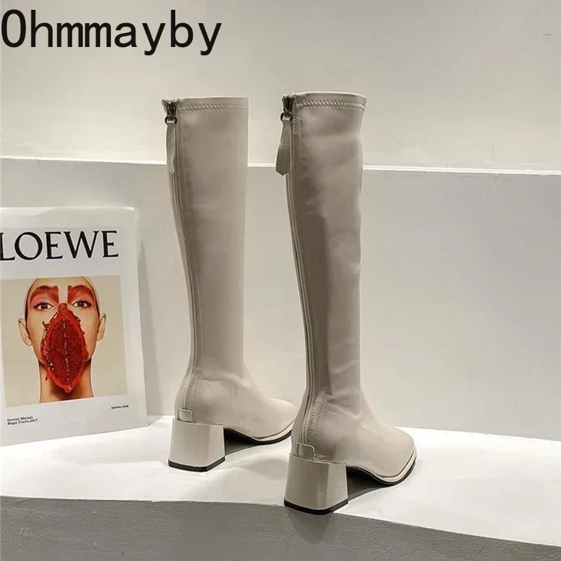 Woman Slim Fashion Women Knee-High High Heel 2024 Women's Shoes Winter Soft Leather Long Boots 2602 's