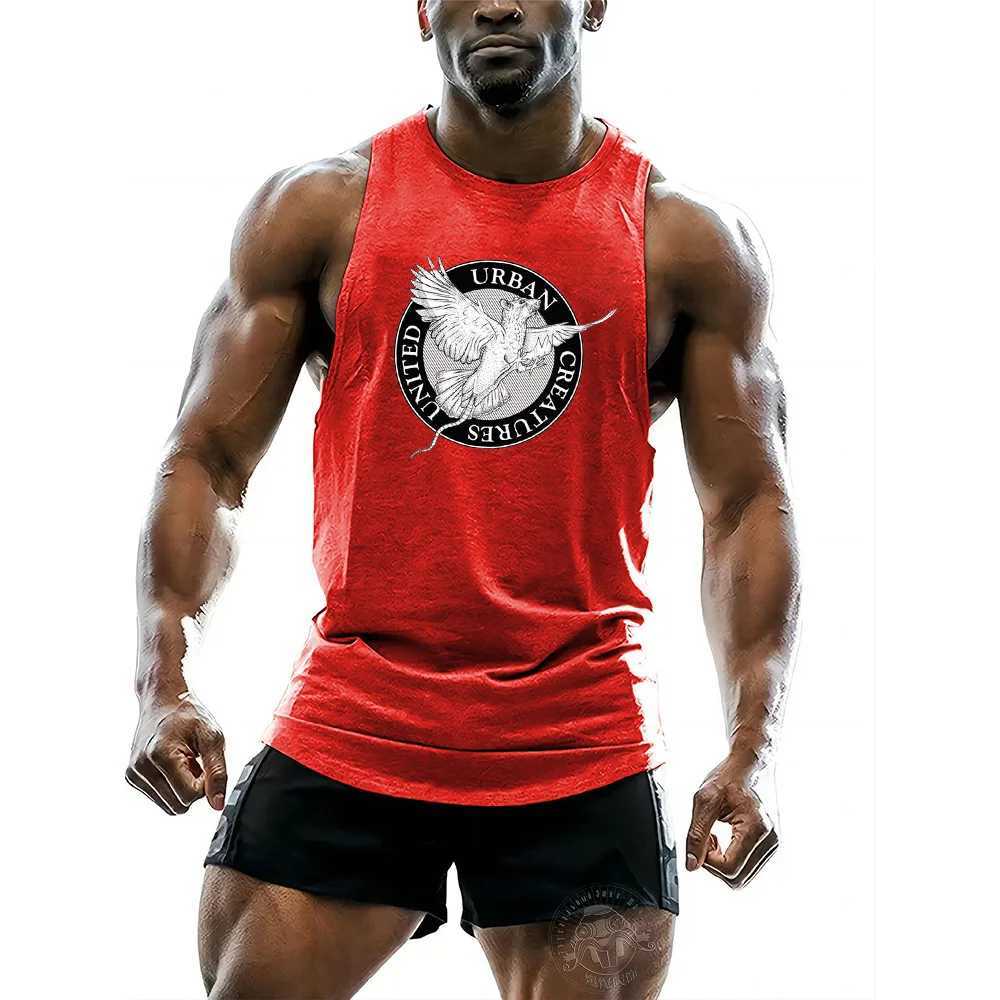Mens summer quick drying running vest sleeveless muscle gym exercise fitness training sports training plus size T-shirt vestW240718