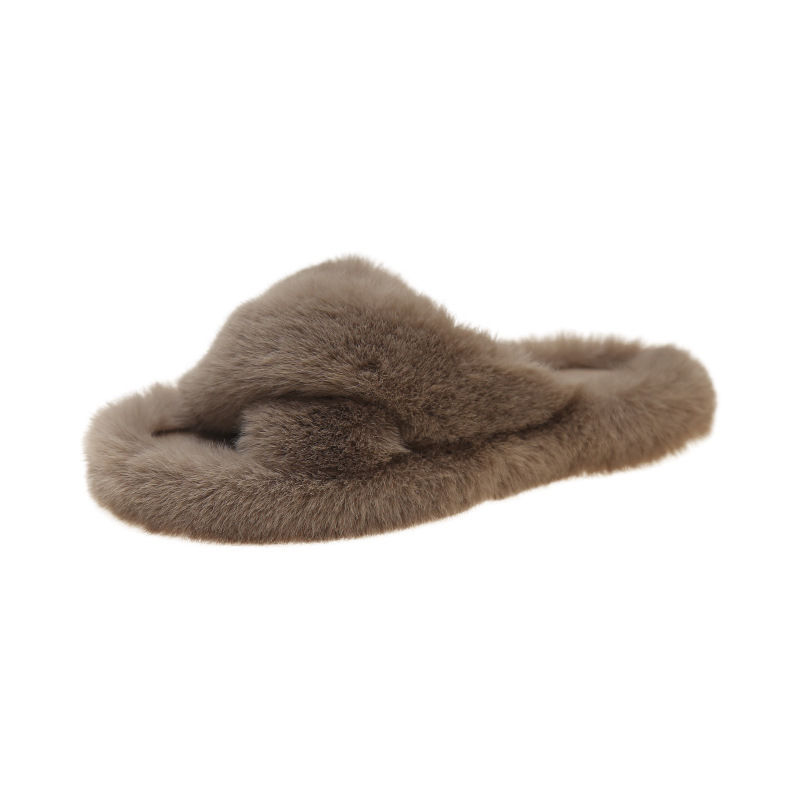 Women's autumn and winter cross thick soled cotton slippers with 2CM heel height