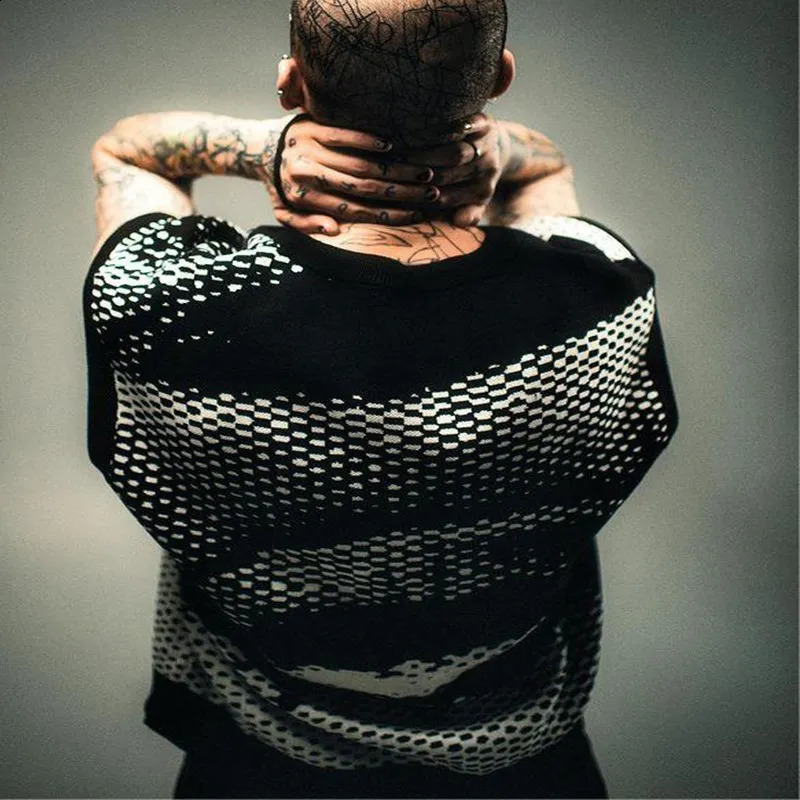 Fashion Knitted Vest Mens Winter V-neck Sleeveless Vest Gothic Jacquard High Quality Y2K Knitted Sweater Womens Clothing 240829