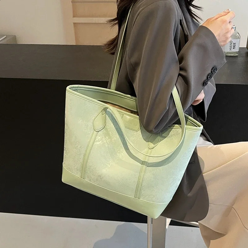 Solid Color Light PU Womens Fashion High Quality Shoulder Large Capacity Tote Bag 240830 3640 - view 5