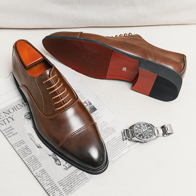 Men's Black Oxford Shoes Business Office Fashion Breathable Lace-up Shoes for Men Formal Party Shoes Chaussure Homme