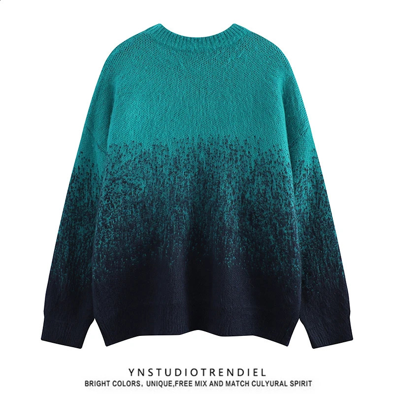 Mens Womens Autumn Winter Jacquard Street Clothing Loose Waist Hips Oversized Pullover Sweater Couple Knitted Top 240829