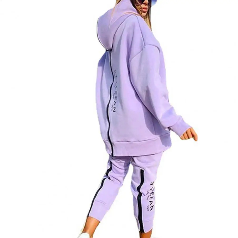 Two Wear Ways Women Outfits Two Piece Set Jogger Letter Printing Zipper Hooded Sweatshirt Pants Set Hoodies Tracksuit Fitness 240829
