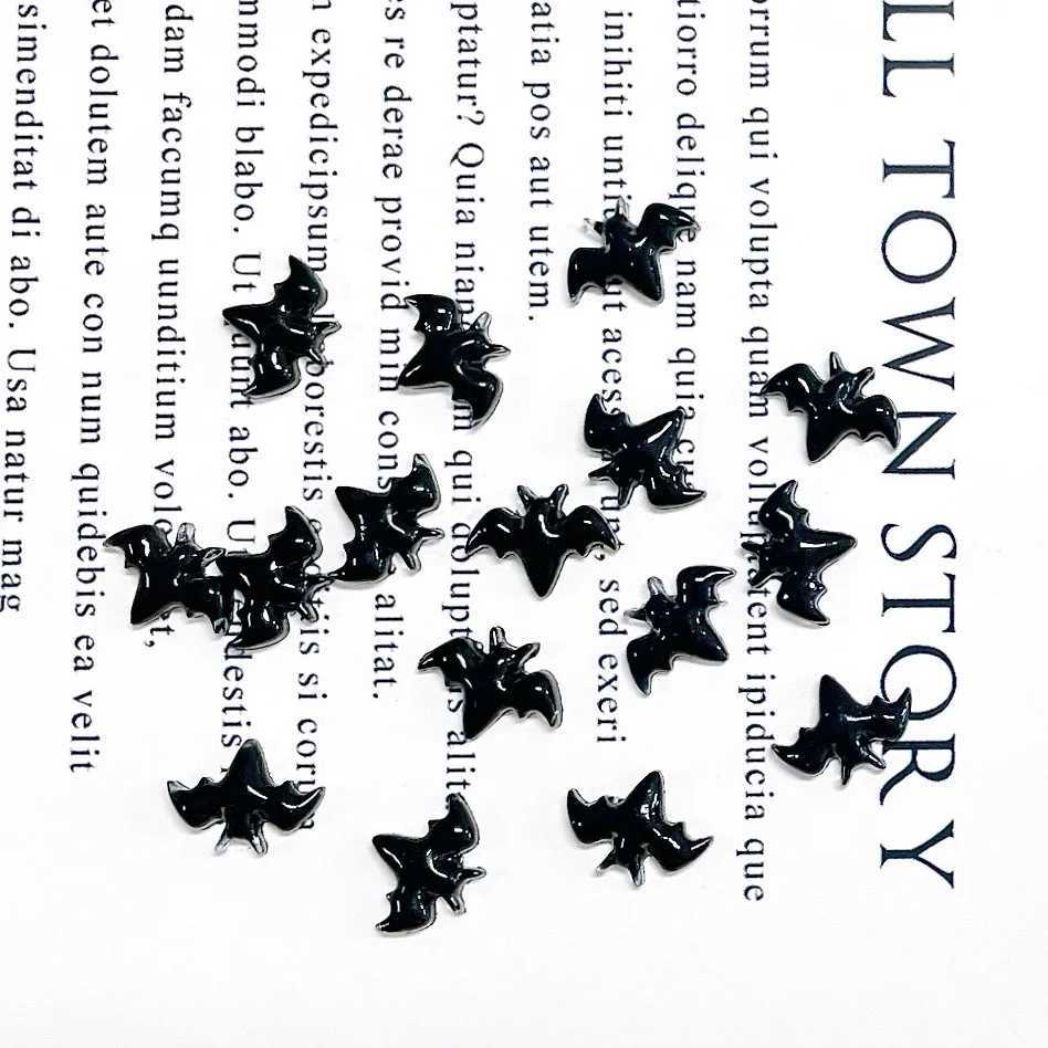 30 pieces of 3D black bat nail amulet accessories used for Halloween nail decoration art design supplies materials handmade decoration tools W240829