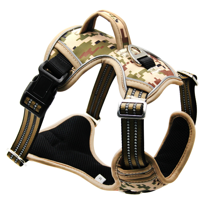 Camouflage Pet Harness Adjustable Reflective Medium & Large Dog Harness Mesh Breathable with Control Handle To Prevent Bursting