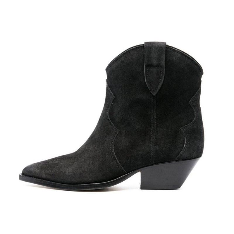 New Solid Color Suede Ankle Pointed Toe Crude Heel Women Platform Boots Sweing Slip-On Mature Retro Botas Femininas