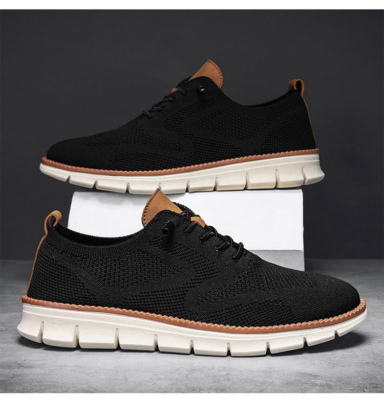 Large size 48 popular British style men's shoes summer breathable sports shoes flying woven mesh shoes men's running trendy shoes